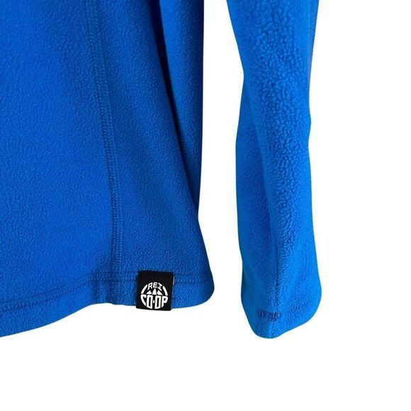 REI Co Op Sweatshirt Mens Large Blue Polyester Fleece Logo 1/4 Zip Mock Neck - Picture 5 of 5